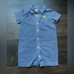 Chaps Blue and White Gingham Romper